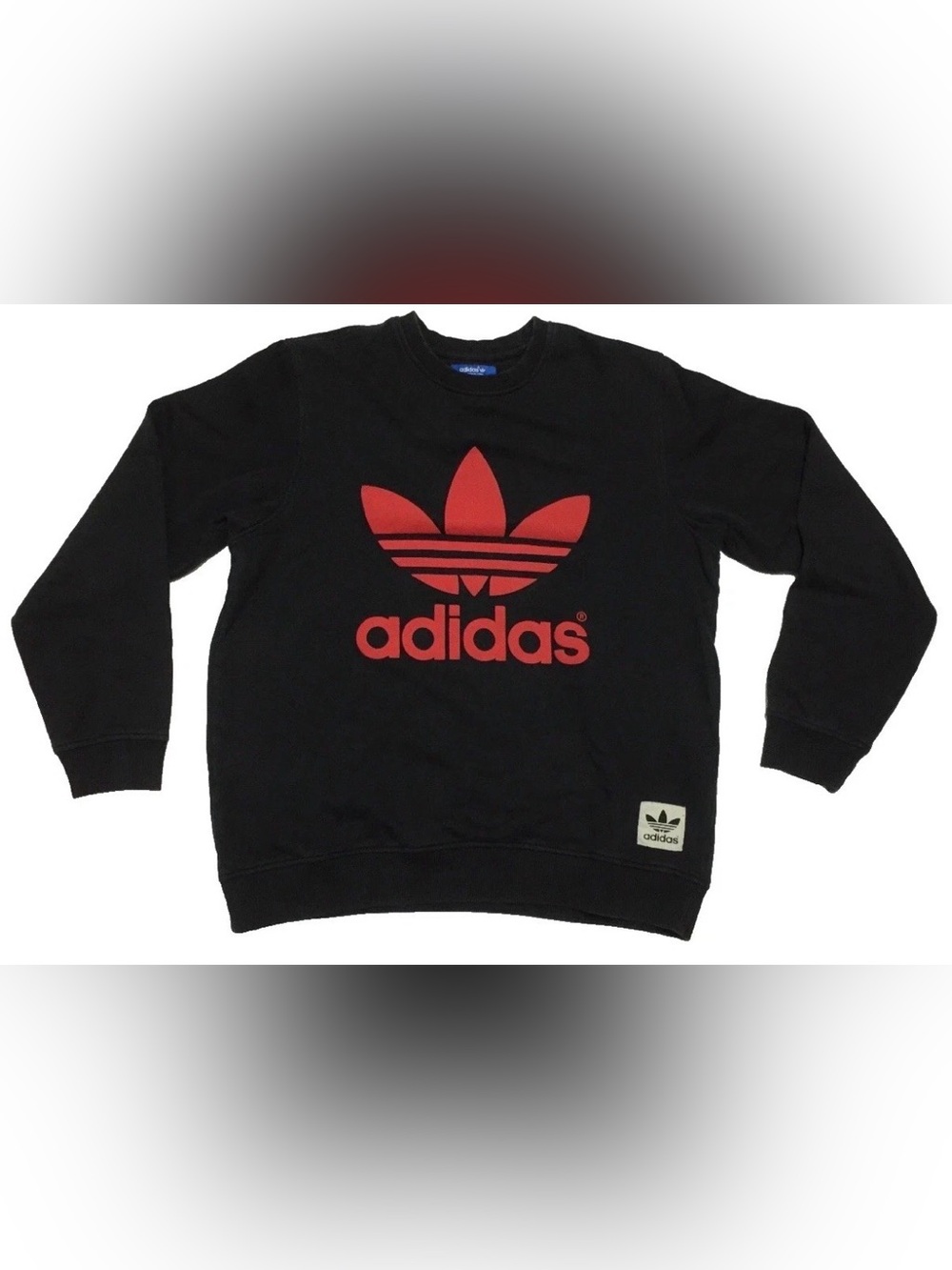 Y2K Adidas Crewneck Sweater Size Large Rare Front/Back Print Sweatshirt Black